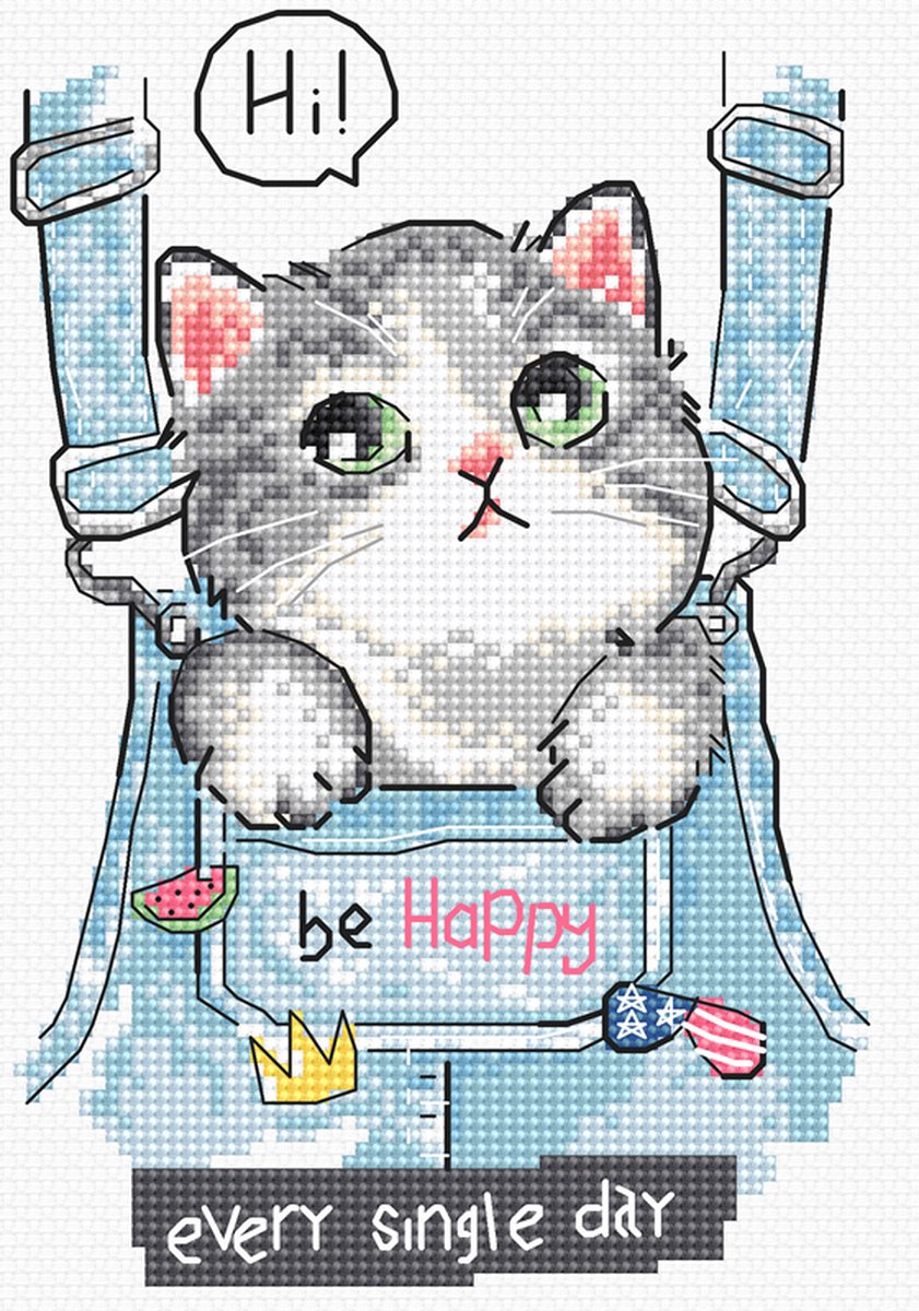 Borduurpakket Be Happy! - Letistitch L8042 - telpatroon om zelf te borduren