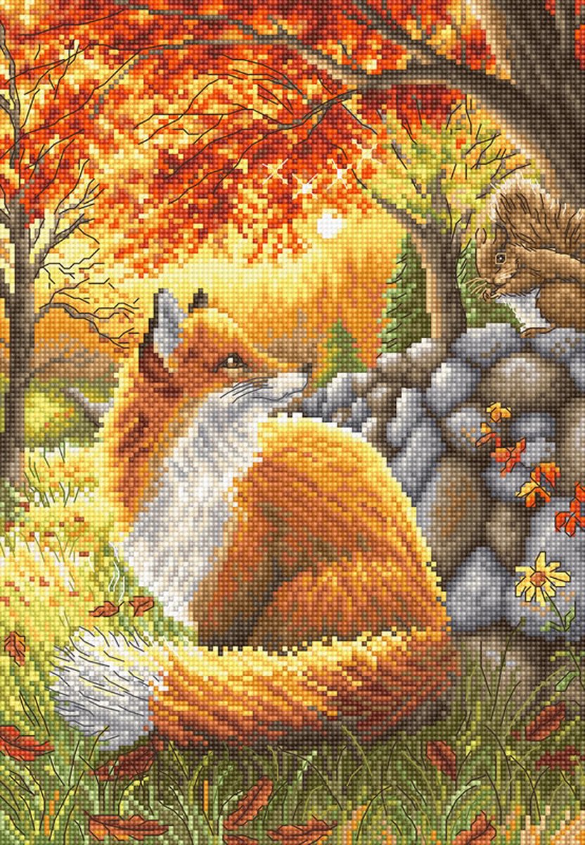 Borduurpakket LETISTITCH - A Friend for Little fox - een vriend voor de kleine vos - telpatroon om zelf te borduren