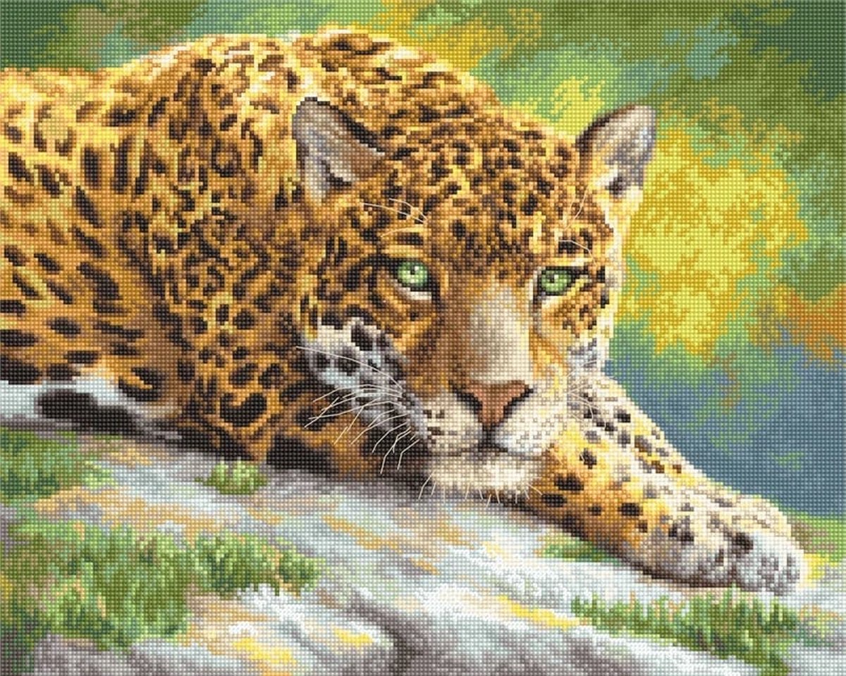 Borduurpakket LETISTITCH - Peaceful Jaguar - telpatroon om zelf te borduren