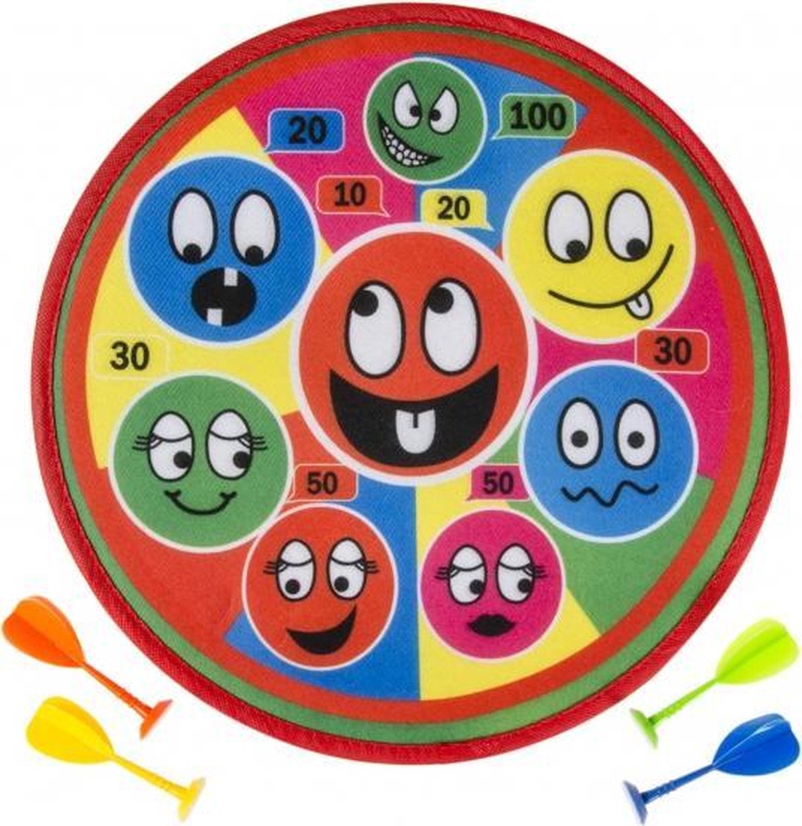 dartbord set laughing face klittenband