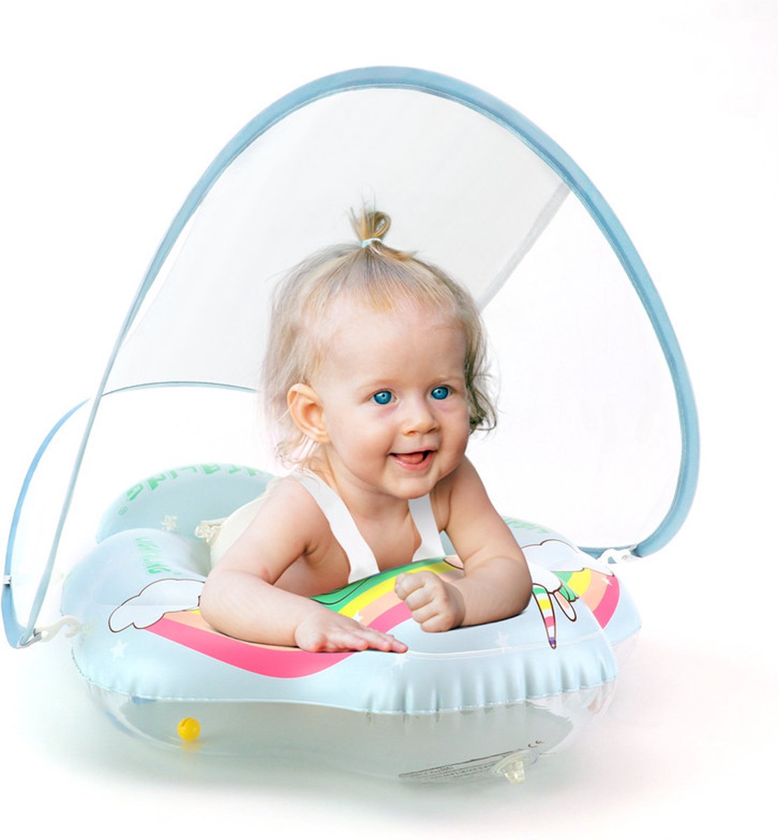 baby opblaasband met zonnenscherm - Baby  Zwemtrainer -Babyfloat - drijfband- zwemring