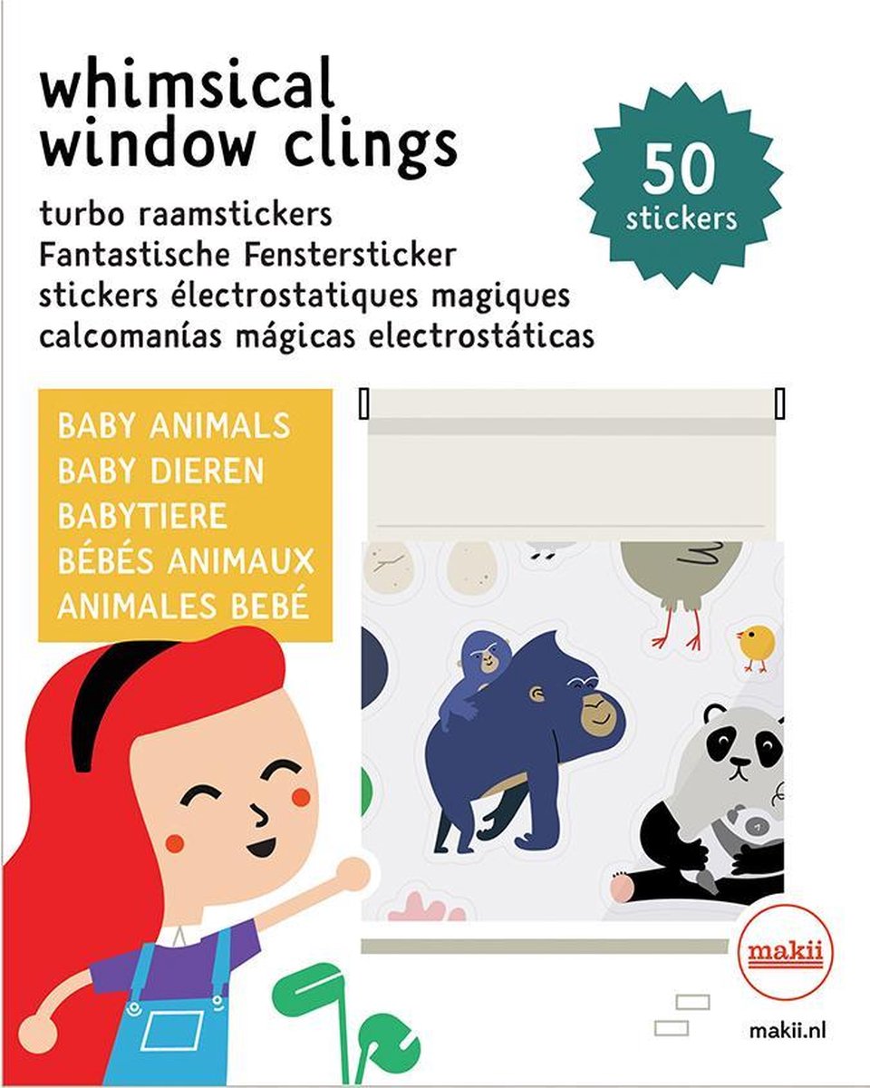 Turbo Raamstickers (50 stuks) Thema: Baby Dieren