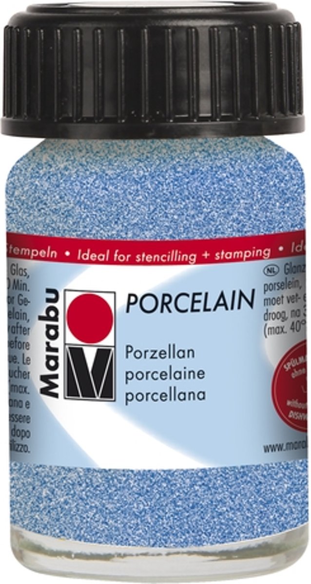 Porselein 15 ml -  Blauwe Glitter