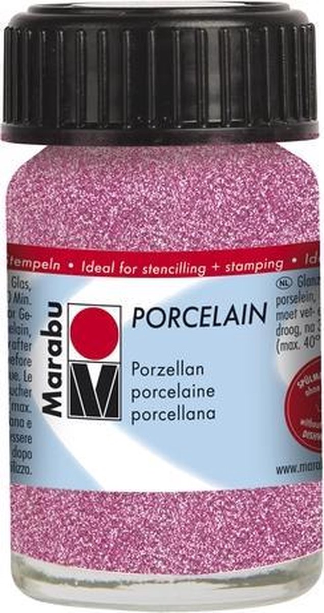 Porselein 15 ml - Roze Glitter