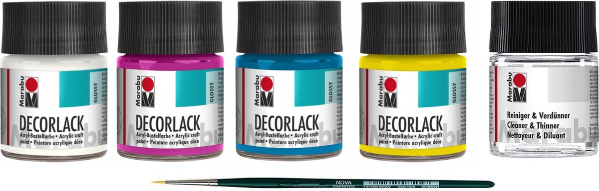 Set 4 - Marabu - Acrylverf - 4x Decorlack - Primair 50ml