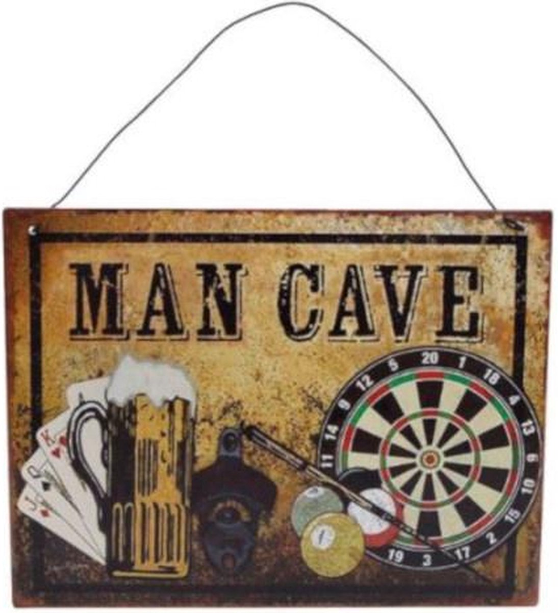 Medina Wanddecoratie Man Cave 20 X 15 Cm Staal Bruin