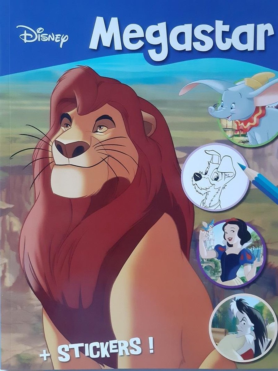 Disney Megastar kleurboek Lion King met stickers - verschillende Disney figuren om in te kleuren