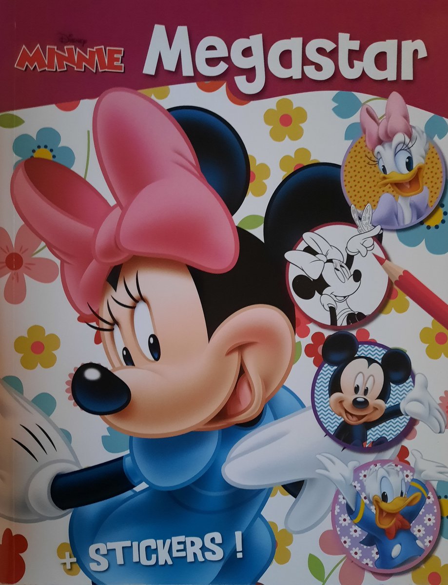 Kleurboek Minnie Mouse met stickers! - Megastar Katrien Mickey Mouse Donald Duck