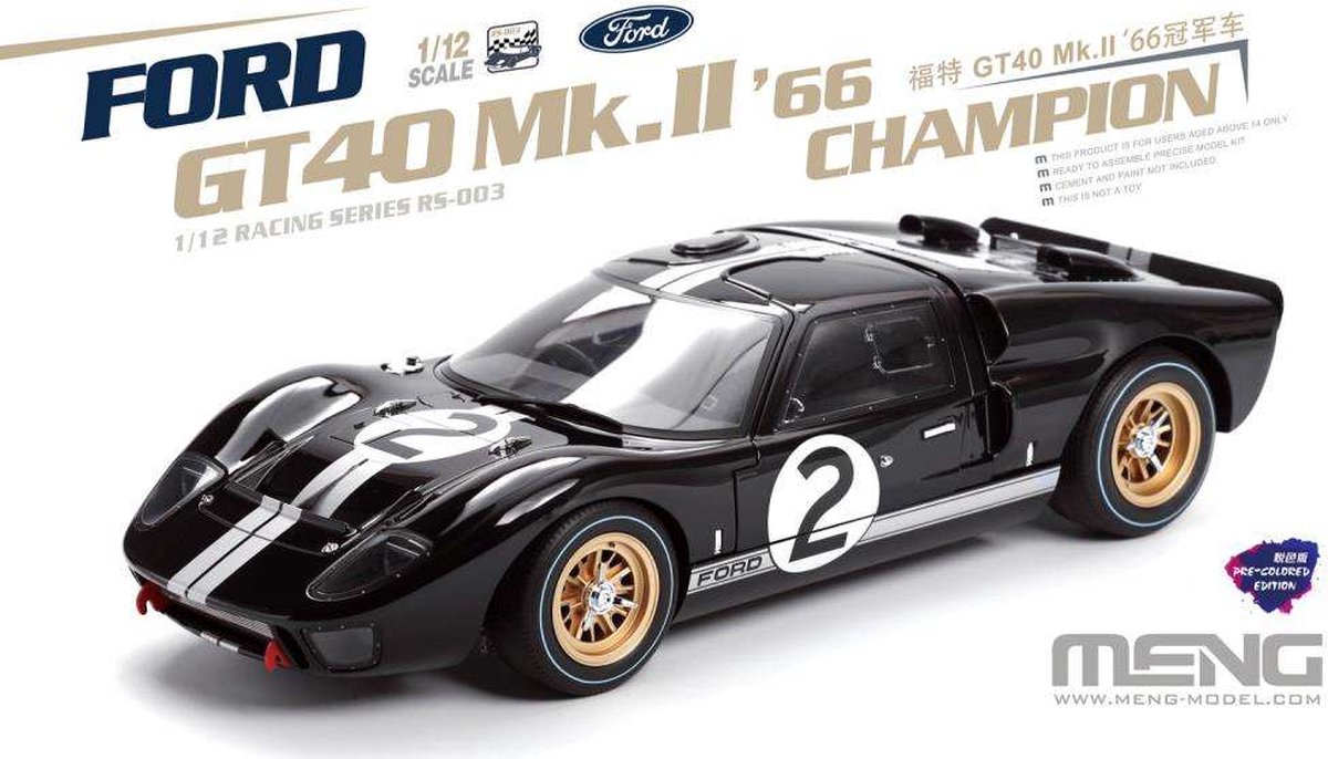 1:12 MENG RS003 Ford GT40 Mk.II 66 Champion - Pre Colored Edition Plastic kit