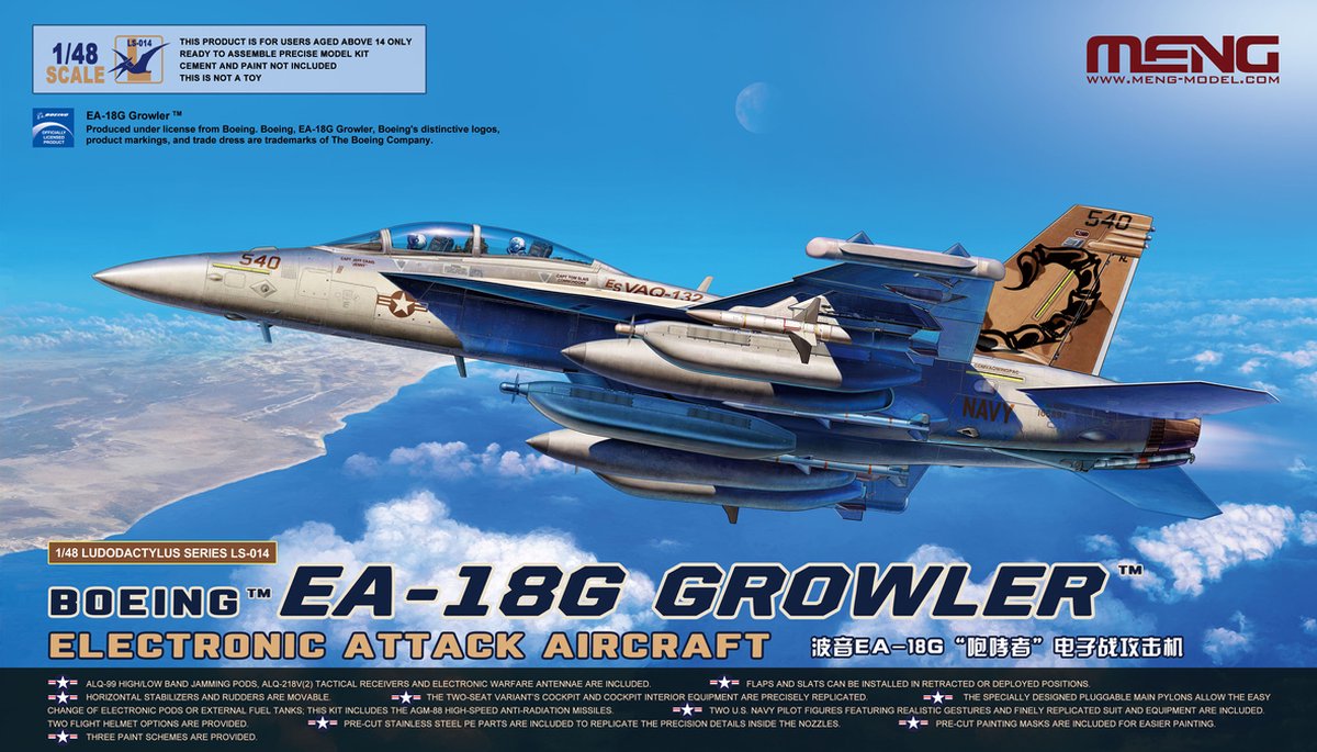 1:48 MENG LS014 Boeing EA-18G Growler Electronic Attack Aircraft Plastic kit