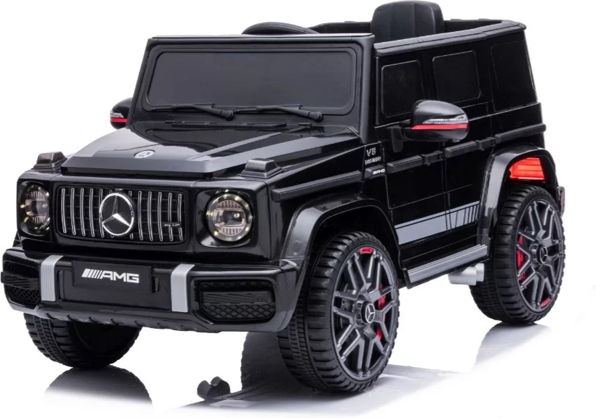 Elektrische Kinderauto - Mercedes Benz G63 AMG - Zwart - 12V met afstandsbediening, Rubberen Banden en Lederen zitje