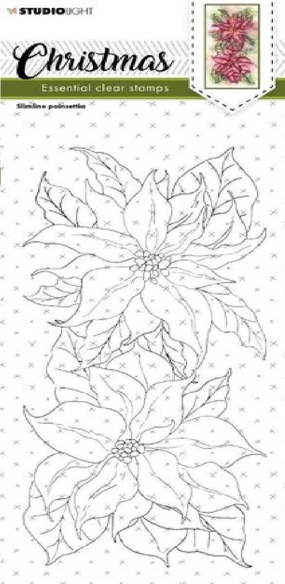 Studio Light Essentials Clear Stamp Christmas Slimline Poinsettia