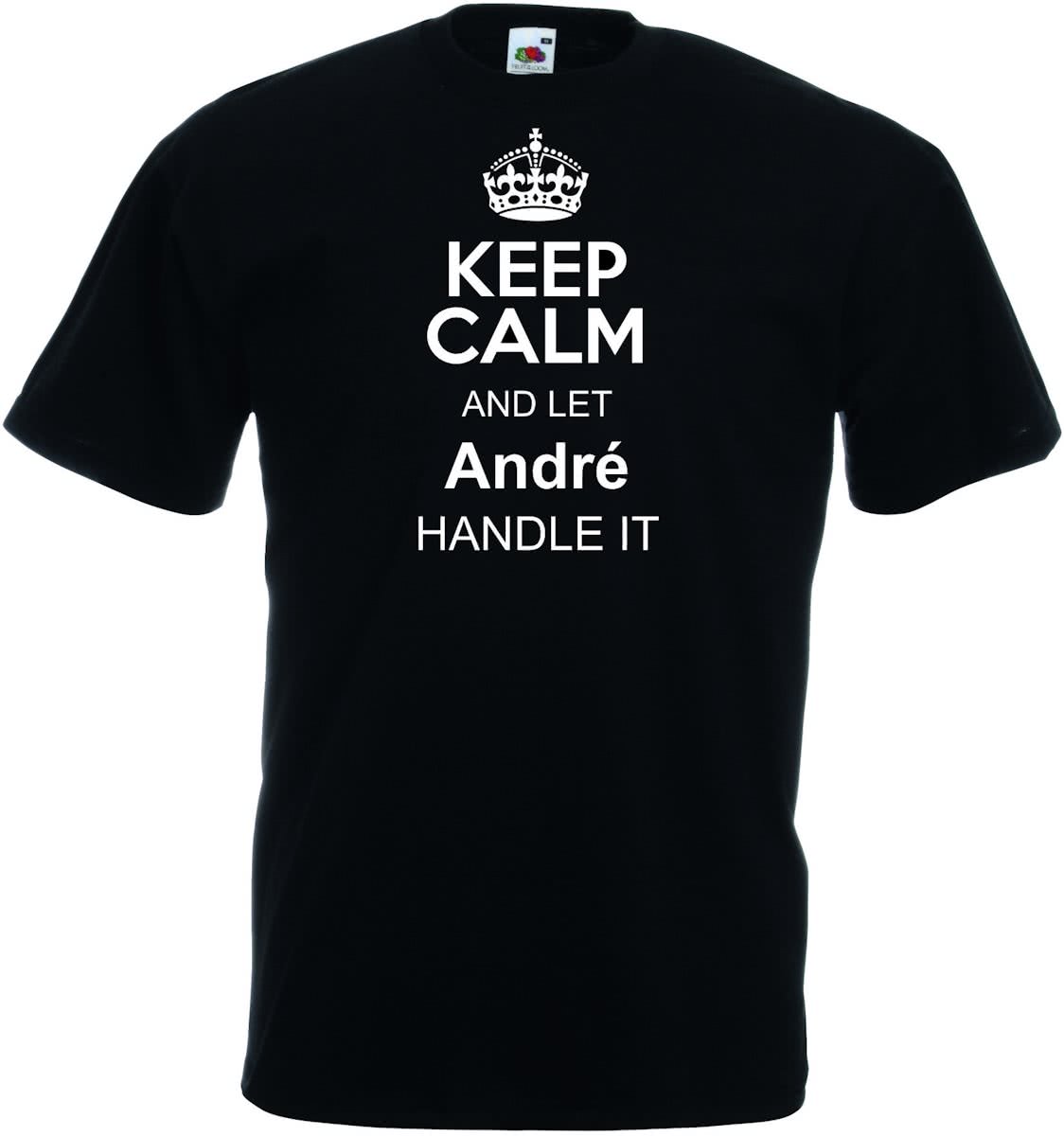 Mijncadeautje T-shirt - Keep Calm - met voornaam - Unisex Zwart (maat XXL)