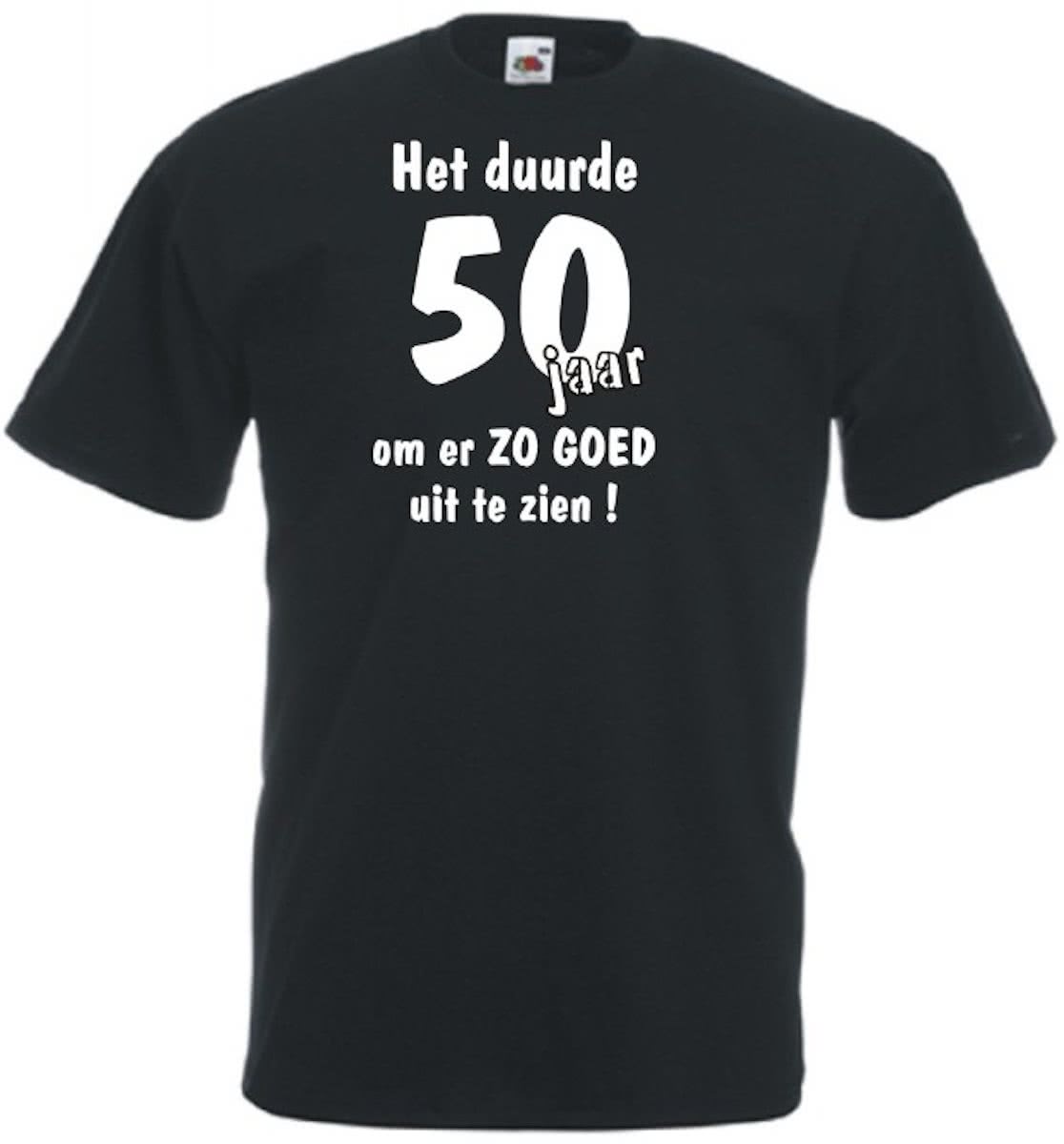 Mijncadeautje Unisex T-shirt zwart (maat L)  Het duurde 50 jaar om er zo goed uit te zien