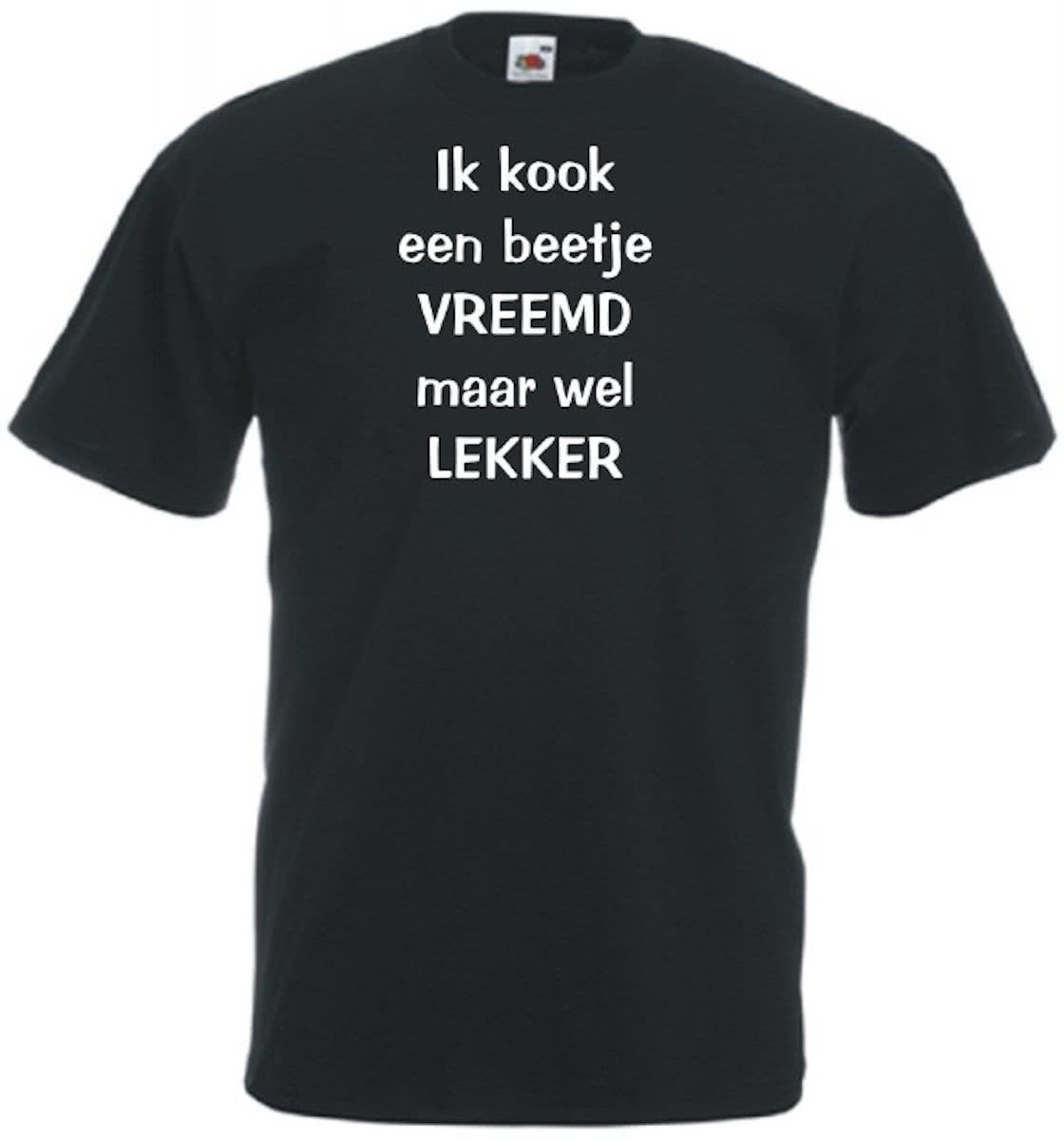 Mijncadeautje Unisex T-shirt zwart (maat L)  Ik kook een beetje vreemd