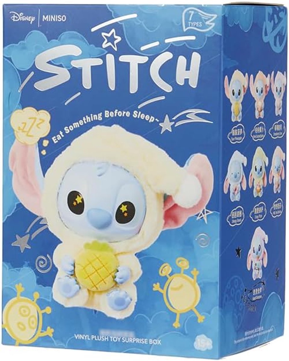 Miniso Disney Stitch Labubu - Blind Box - 1 stuk - 100% Origineel - Knuffel - Eating Something Before Sleep - Plush Keychain Sealed Case - Sleutelhanger - Pop Mart - Stitch knuffel - Welke Stitch sleutelhanger trek jij? - Kans op secret - Enkele doos