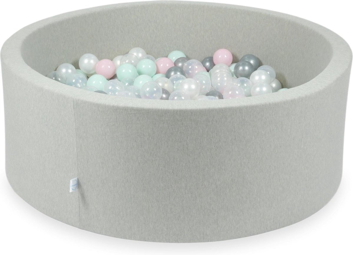 Ballenbad XXL 110x40cm Light Grey INCL. 500 ballen (transparant-parelwit-zilver-lichtroze-lichtmint)