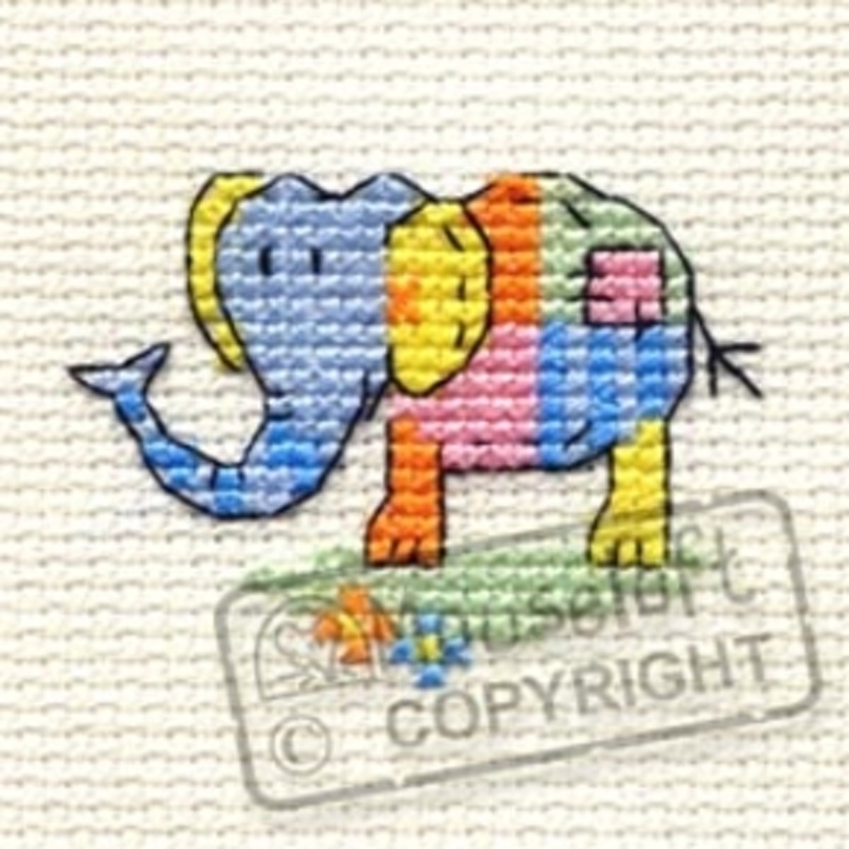 Mini Borduurpakketje Patchwork Olifant - Mouseloft