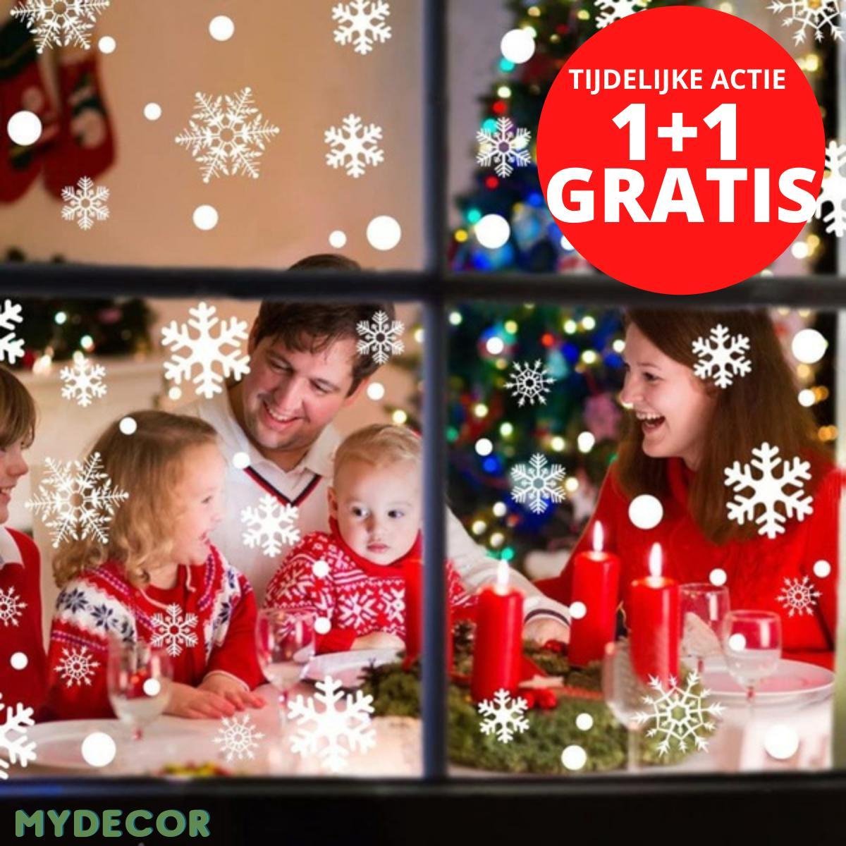 Mydeco - Raamstickers Kerst - Herbruikbaar - Winter - Kerstmis en Sinterklaas - Sterren en Sneeuwvlokken - Statisch - Raamfolie - Raamdecoratie Kerst - Kerst Versiering - Feestdagen - 2 Vellen