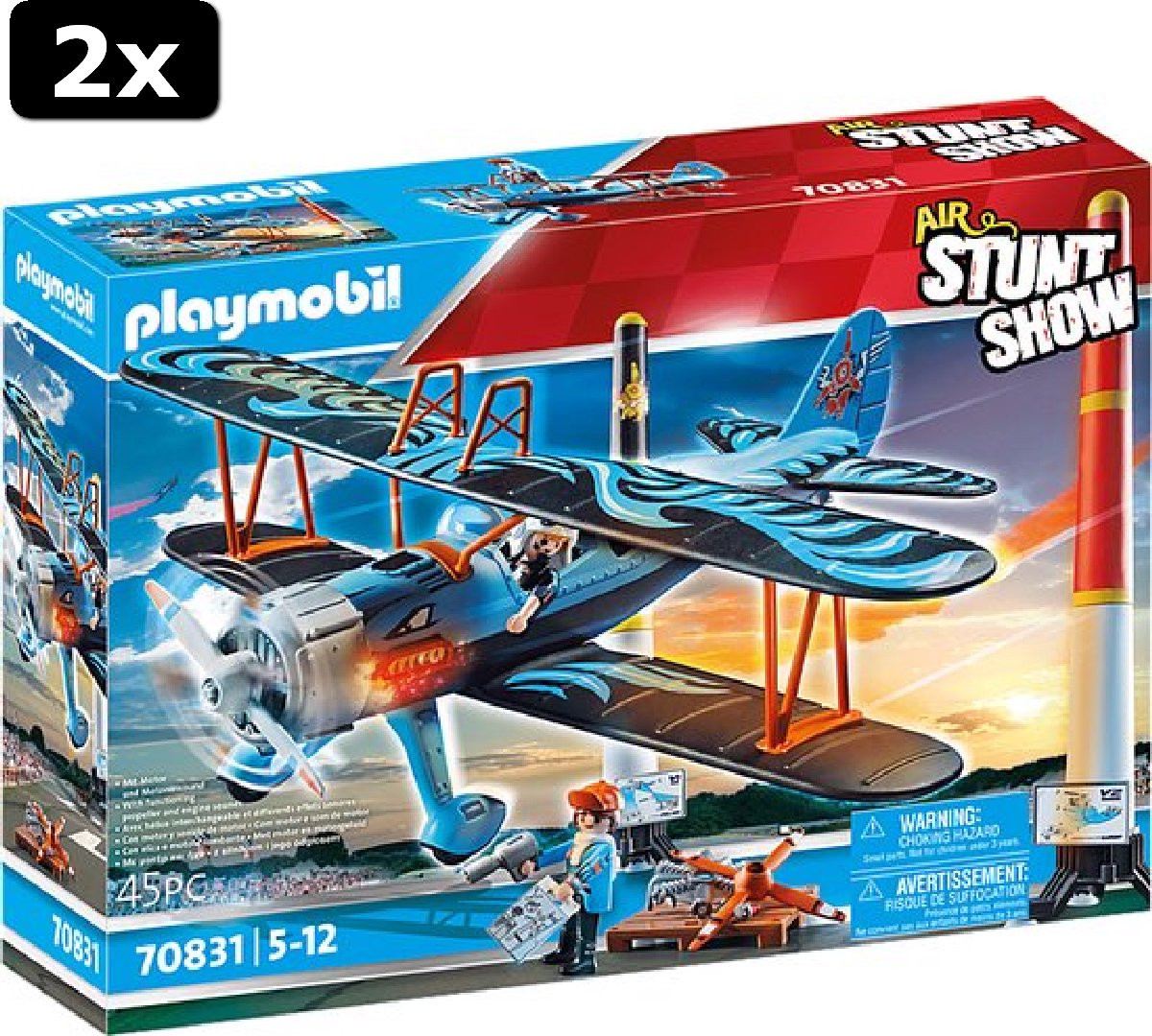 2x PLAYMOBIL Air Stuntshow dubbeldekker Phoenix - 70831