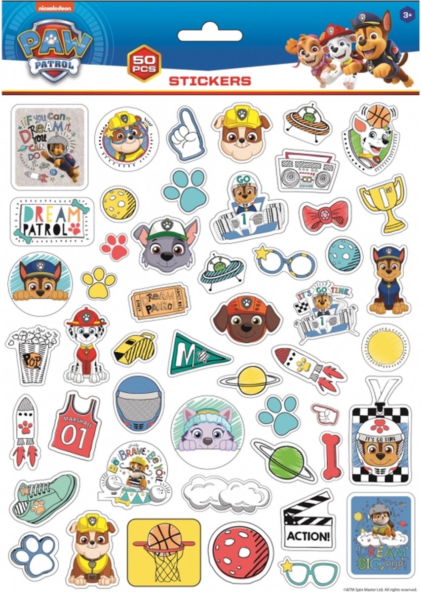 Paw Patrol Stickervel - Nickelodeon - 3D Stickers - Knutselen - Blauw - Rood - 3+ jaar - Pawpatrol - Honden - Jongens - Meisjes - Films - Vakantie - Kinderpartijtje - Feestje - Cadeautje