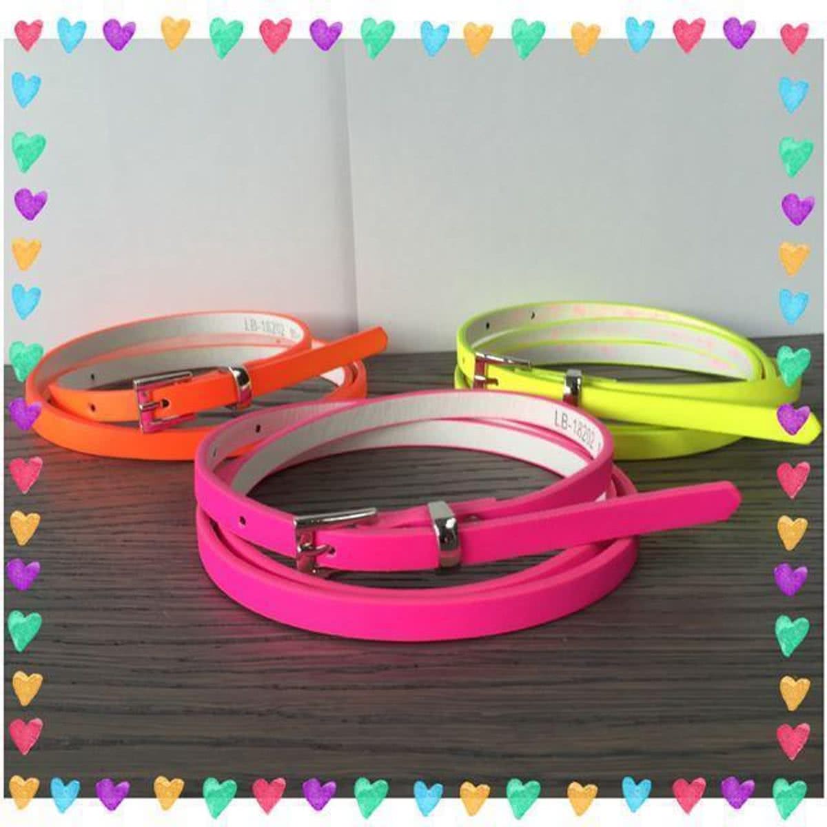 Riemen Set Fluor! Roze, Oranje, Geel! 105 cm + 15 cm!