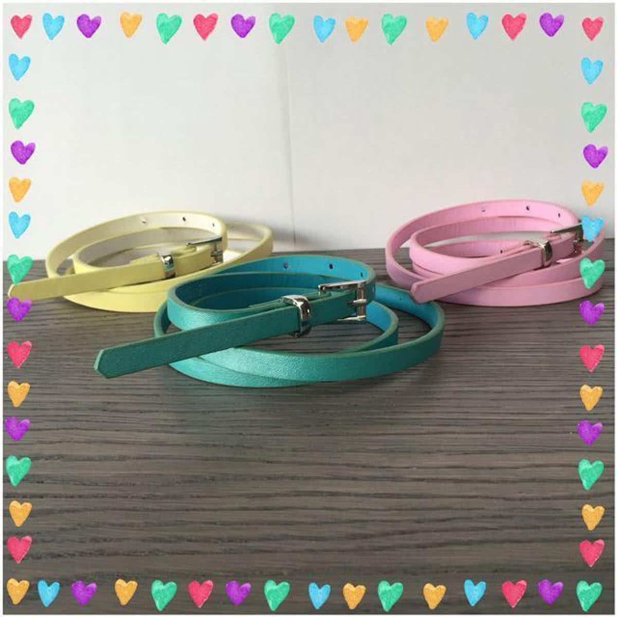 Riemen Set Metallic! Roze, Geel, Groen! 95 cm + 15 cm!