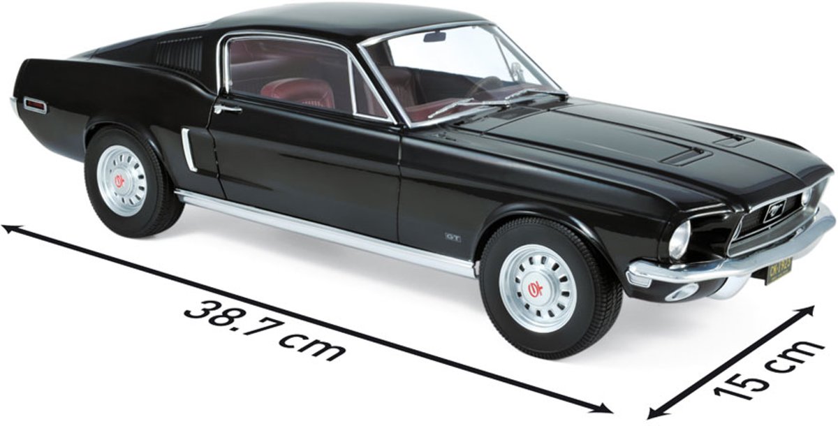 Ford Mustang Fastback 1968 -Zwart 1-12 Norev