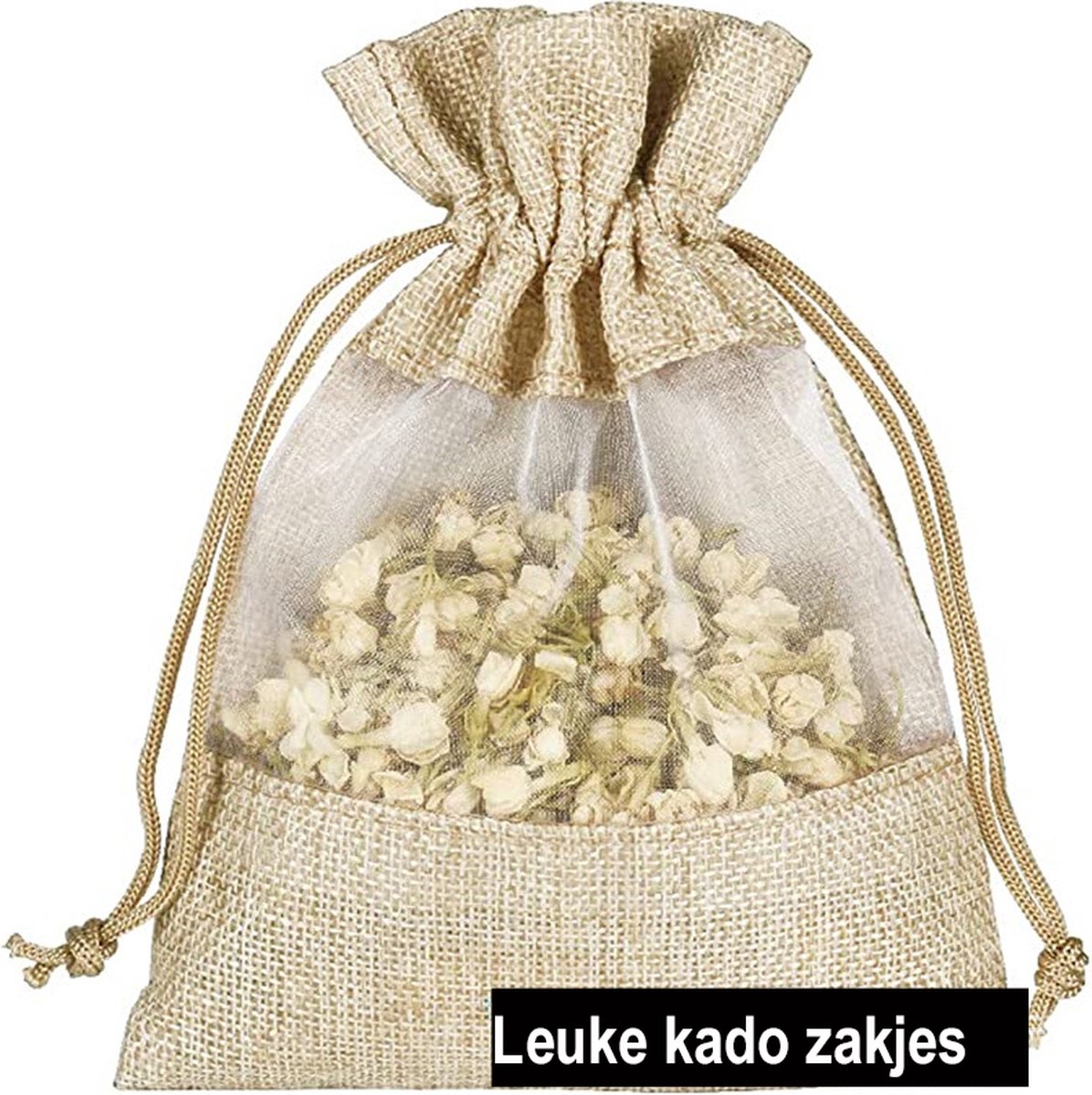 10x jute doorzichtige Cadeau Zakjes