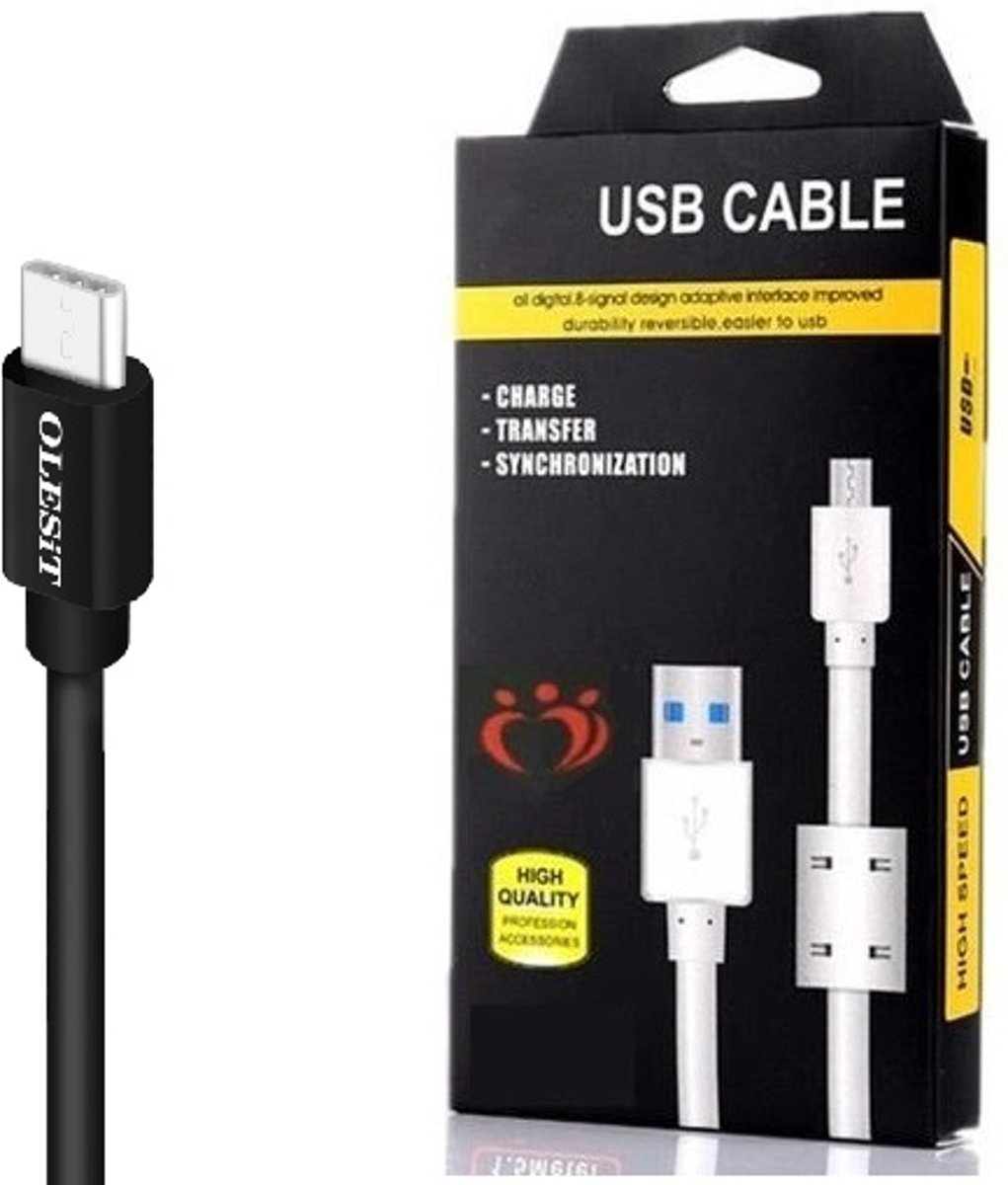 Olesit K102 Micro USB Kabel 1 Meter Laadsnoer Oplaadkabel geschikt voor de Honor Modellen - Zwart