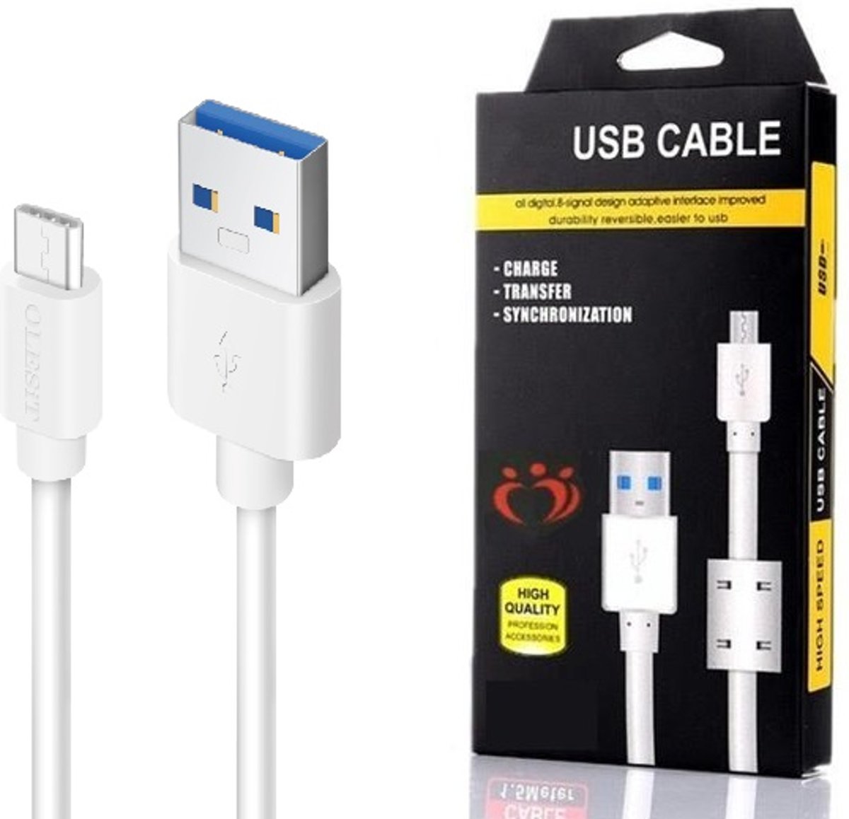 Olesit K107 Micro USB Kabel 1.5 Meter Fast Charge Lader 2.1A High Speed Laadsnoer Oplaadkabel - Zware Kwaliteit Kabel - Snellader - Data Sync & Transfer - geschikt voor de Samsung Galaxy Tab Modellen Met Micro USB aansluiting - Wit