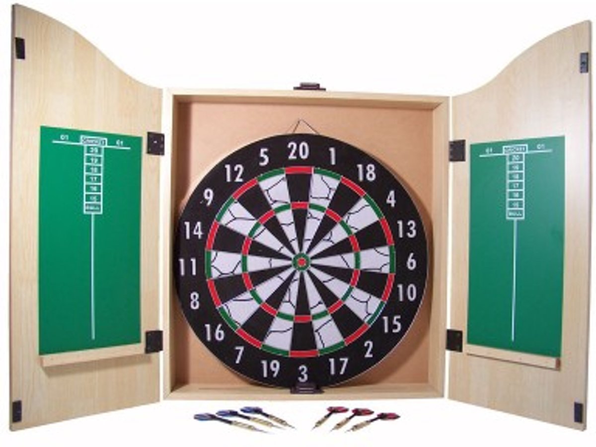 Dartcabinet (licht gekleurd hout)