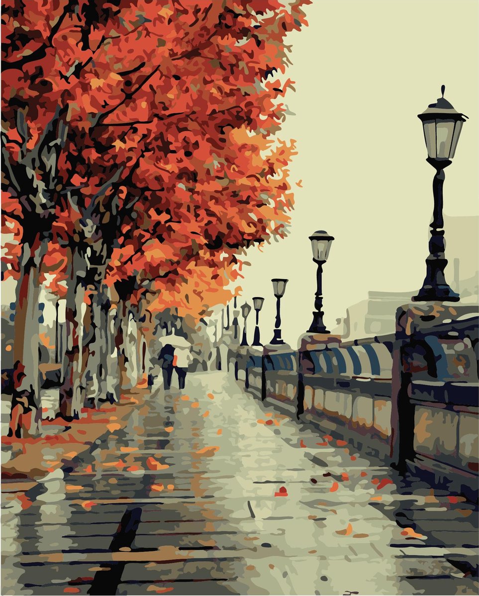 Paint by Number - Schilderen op Nummer - Autumn Stroll - paintbynumber.eu