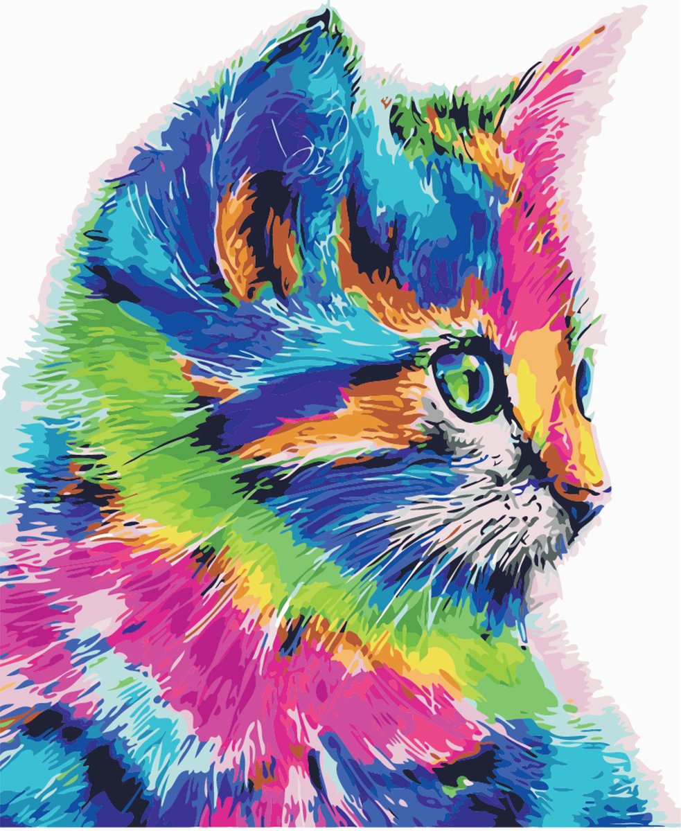 Paint by Number - Schilderen op Nummer - Colorful Kitten - paintbynumber.eu