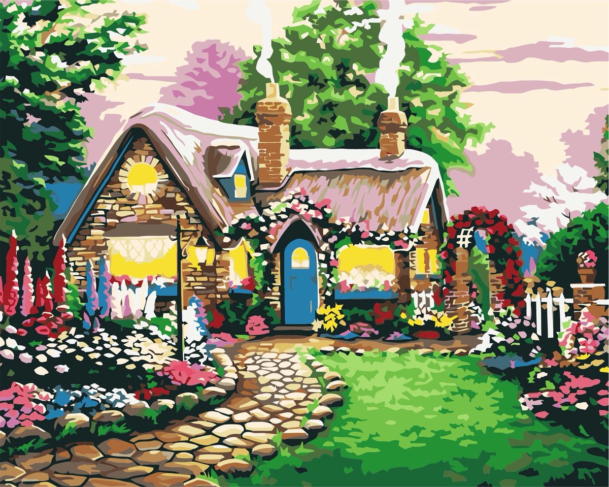 Paint by Number - Schilderen op Nummer - Flowery cottage - paintbynumber.eu