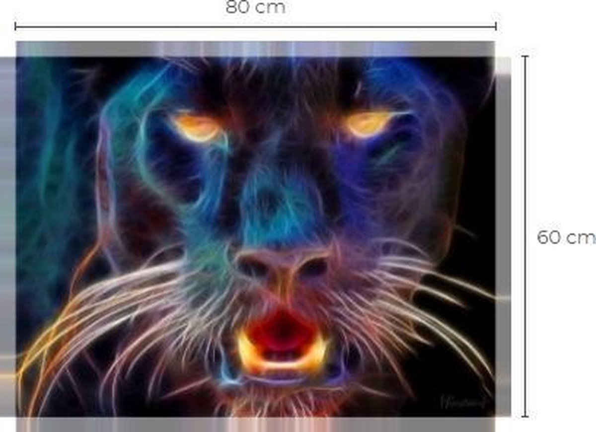 Panter - Neon  - Canvas - woonkamer - Slaapkamer - kaarten - Canvas