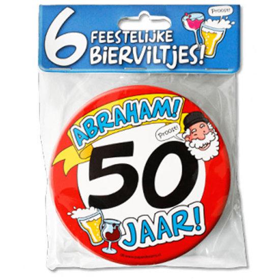 Bierviltjes - 50 jaar - Abraham - 6 stuks