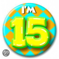 Button 15 jaar (55 mm)