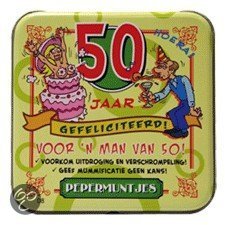 Pepermunt Blikje - 50 jaar man - Abraham (incl. 70 gram pepermunt)