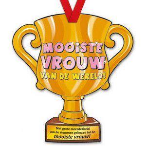 Trofee met lint - Trophy - Knapste vrouw