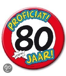 XL Button - 80 jaar (Doorsnee 10 cm)