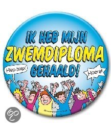 XL Button - Zwemdiploma gehaald (Doorsnee 10 cm)