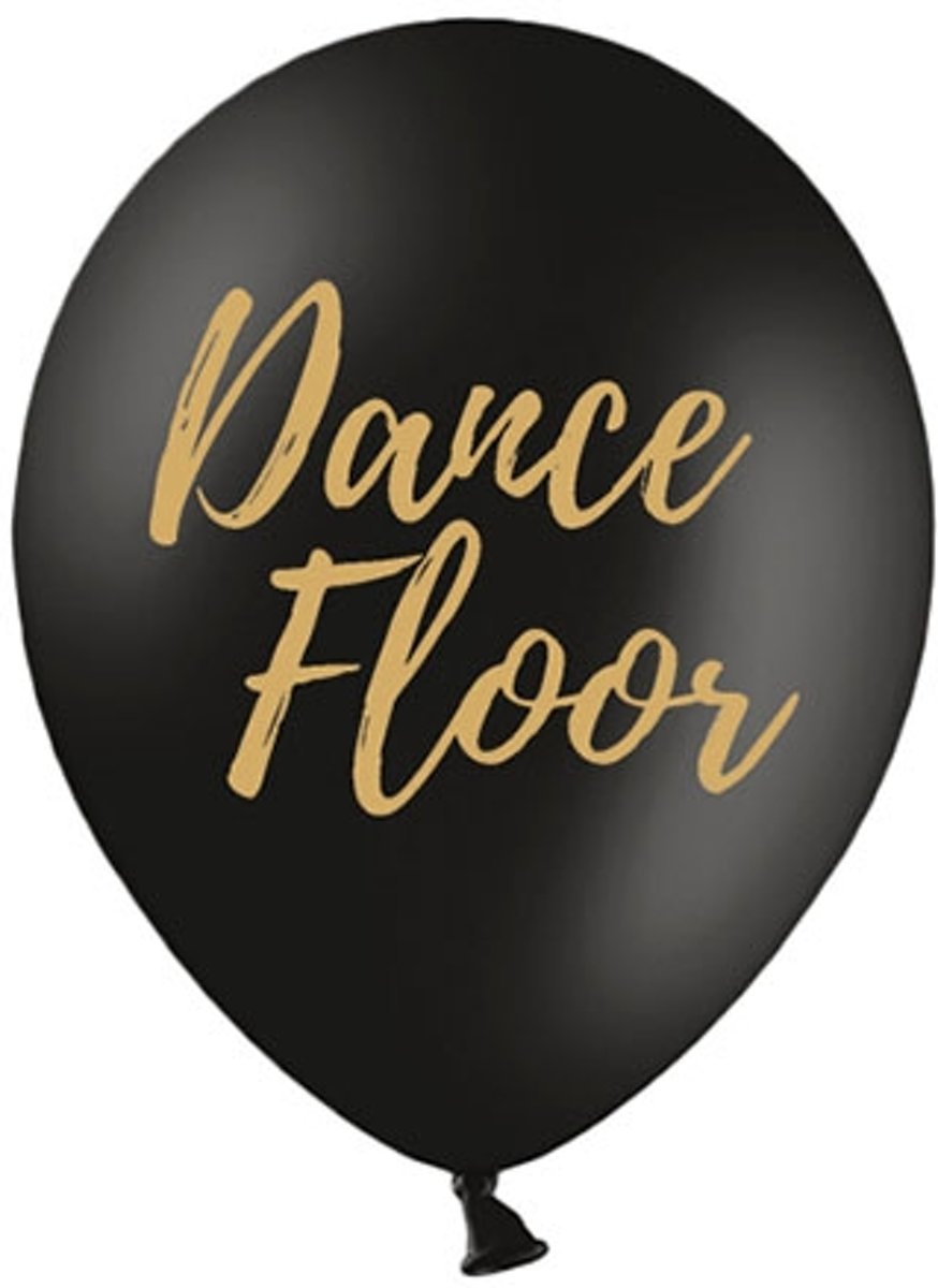 Ballonnen zwart Dance Floor goud 50 stuks