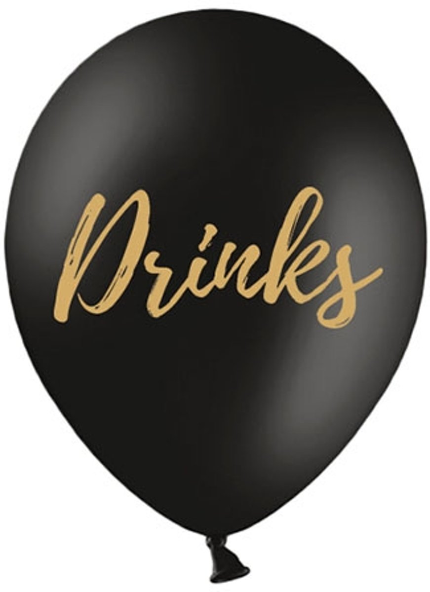 Ballonnen zwart Drinks goud 50 stuks