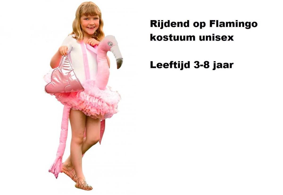 Kids rijdend op flamingo kostuum 3-8 jaar - outfit kids zitten op thema feest fun festival