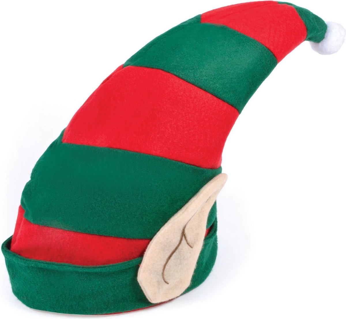 Bristol Novelty Unisex Adults Elf Christmas Hat With Ears (Red/Green)