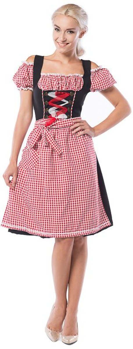 PartyXclusive Dirndl Dames Anne-Ruth rood/zwart (midi) Rood - 2XL