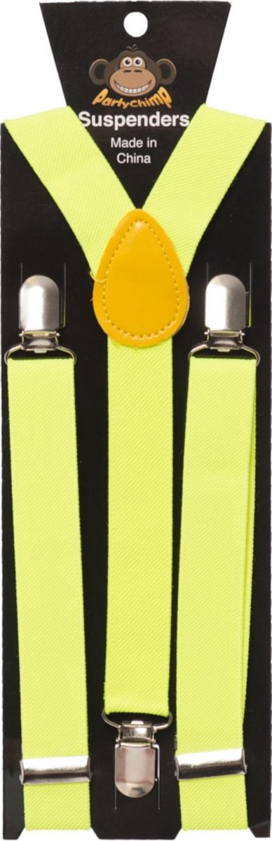 Partychimp Bretels 2,5 Cm Elastaan/polyester Neon Geel One-size