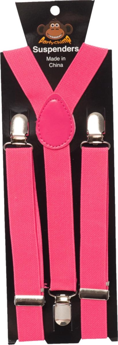 Partychimp Bretels 2,5 Cm Elastaan/polyester Neon Roze One-size