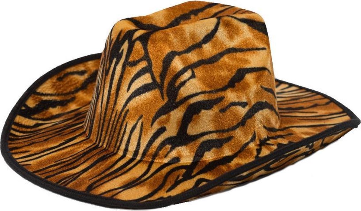 Partychimp Cowboyhoed Tiger Polyester Bruin/zwart One-size